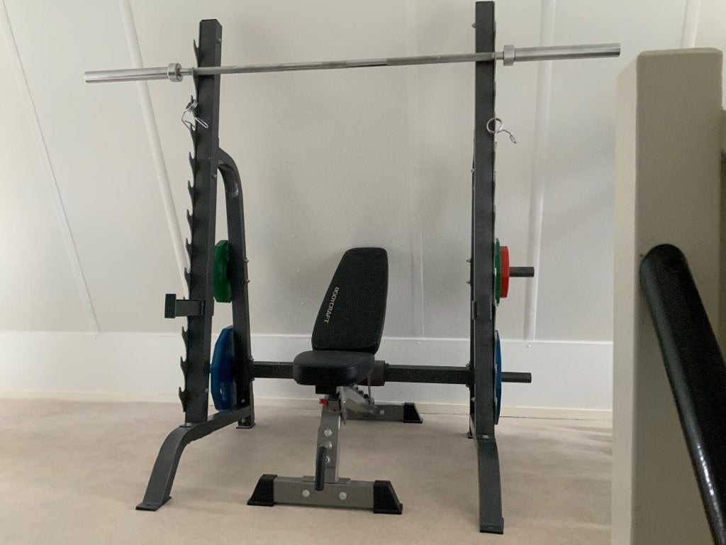 Squatrek - Bodycraft Fitnessbank - Olympische stang + 70kg