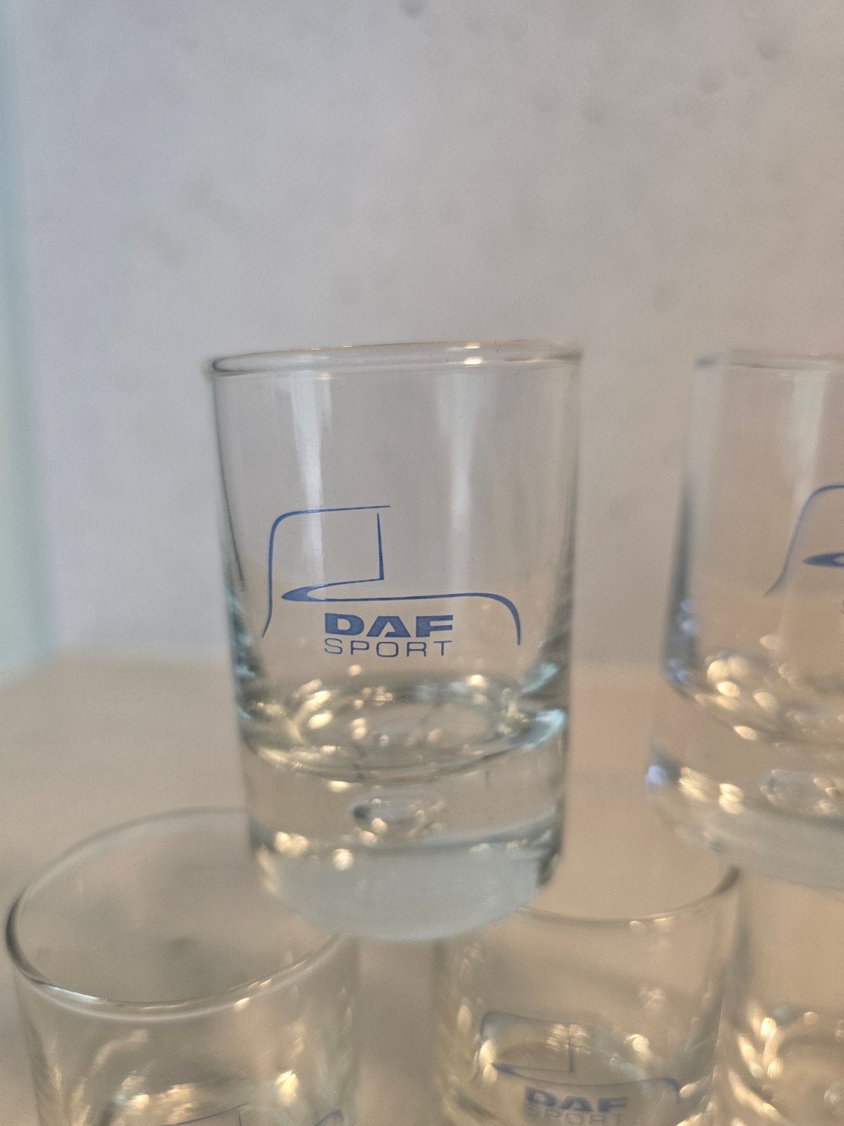 5 Nieuwe DAF Sport borrelglaasjes, Ophalen of Verzenden, Nieuw, Borrel- of Shotglas