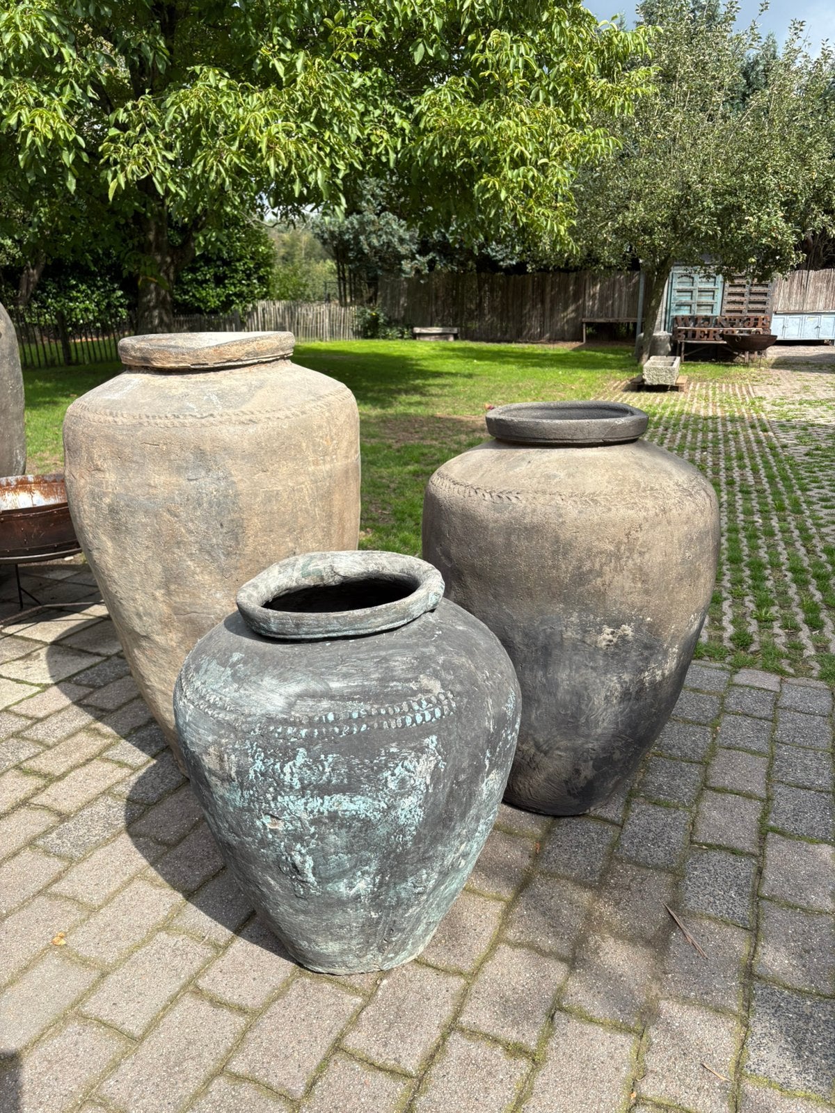 3 stoere oude kruiken uit India, Huis en Inrichting, Woonaccessoires | Vazen, Ophalen, Gebruikt, Nvt, Nvt