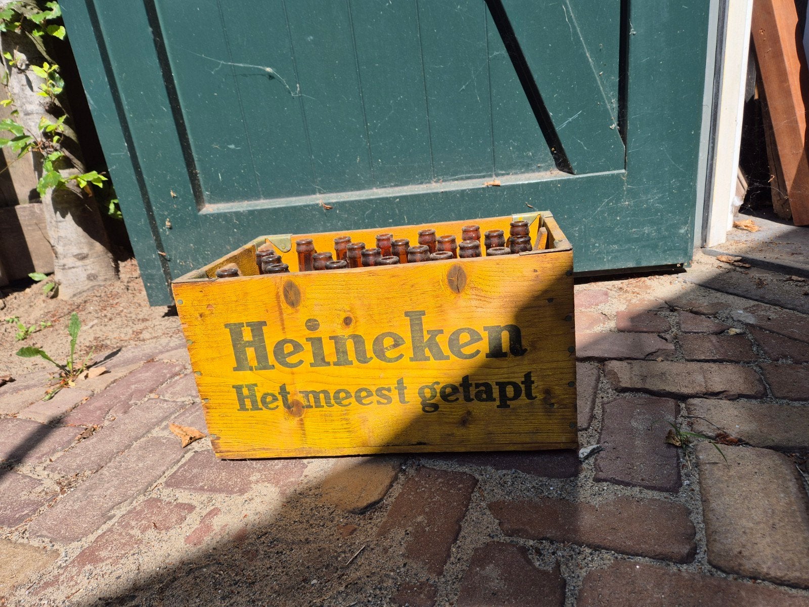 Vintage Heineken bierkrat met flessen - Decoratie, Ophalen, Gebruikt, Gebruiksvoorwerp
