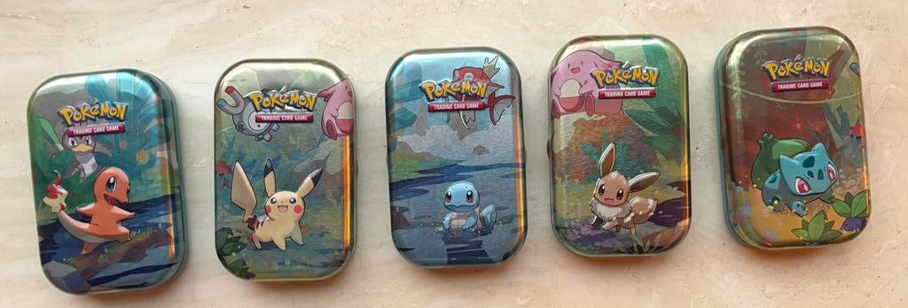 5x Kanto in Friends mini tin (leeg) - Pokémon, Verzamelen, Speldjes, Pins en Buttons, Ophalen of Verzenden, Zo goed als nieuw