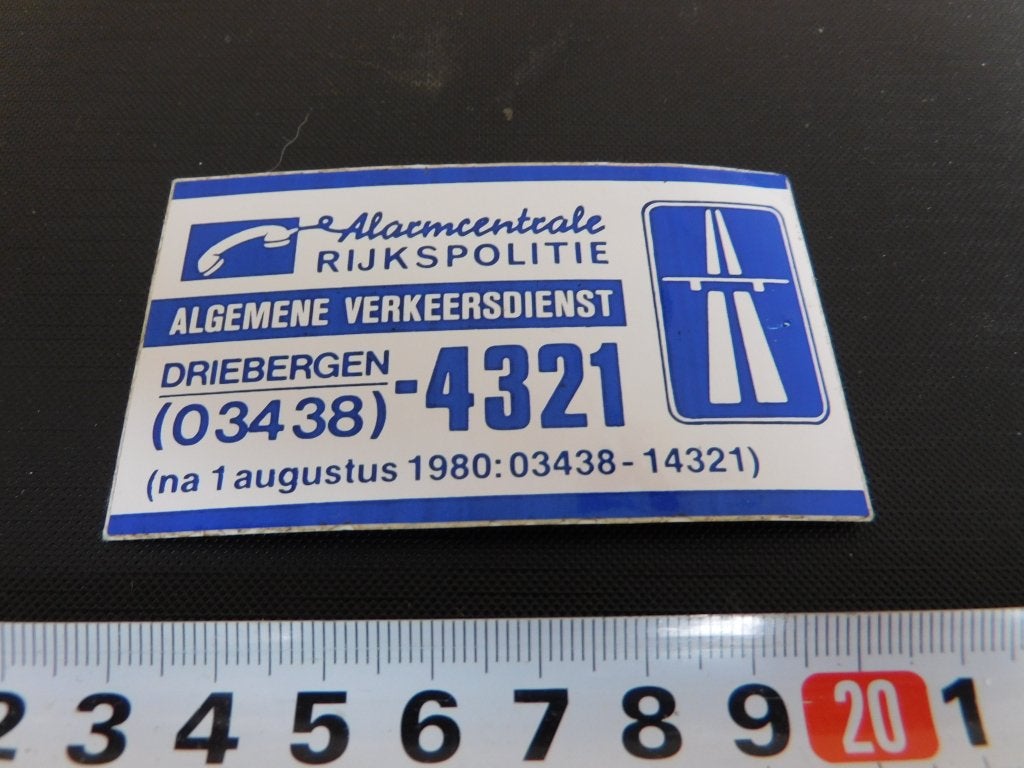 sticker Politie Rijkspolitie Driebergen RP verkeersdienst, Ophalen, Zo goed als nieuw