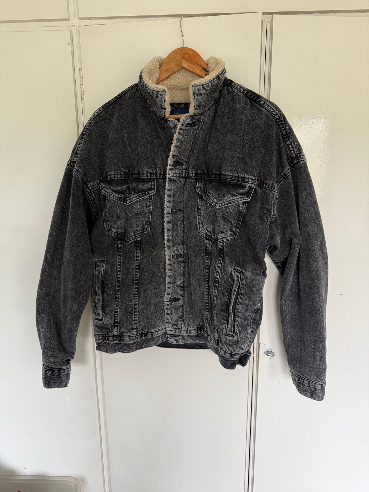 Zara Man Teddy Spijkerjack - Charcoal Dark Grey - Maat L, Ophalen of Verzenden, Zo goed als nieuw, Maat 52/54 (L), Grijs