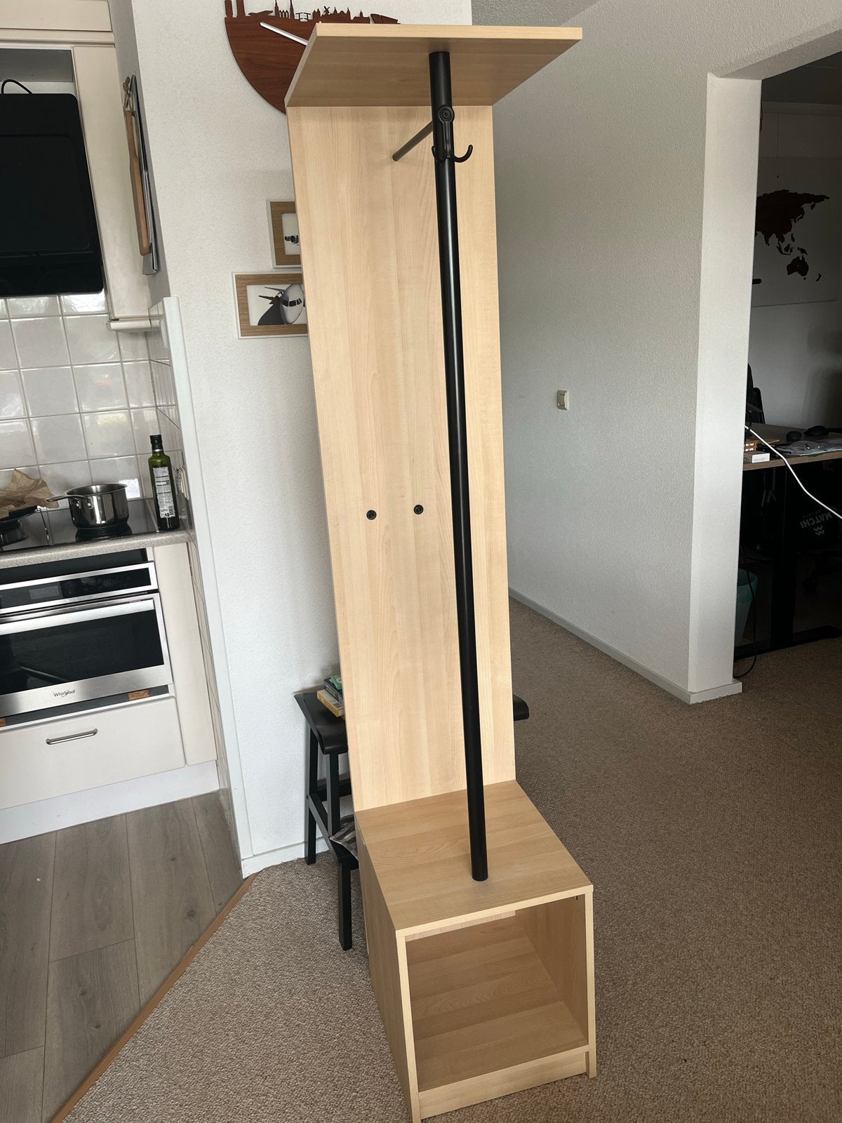 Houten kapstok met opbergruimte, Gebruikt, Ophalen of Verzenden, Staande kapstok, 150 tot 200 cm