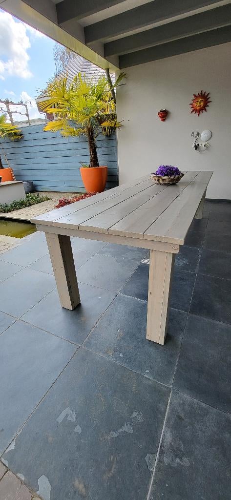 Tuintafel van steigerhout met 10 bijpassende stoelen, Tuin en Terras, Tuintafels, Ophalen, Zo goed als nieuw, Rechthoekig, Hout