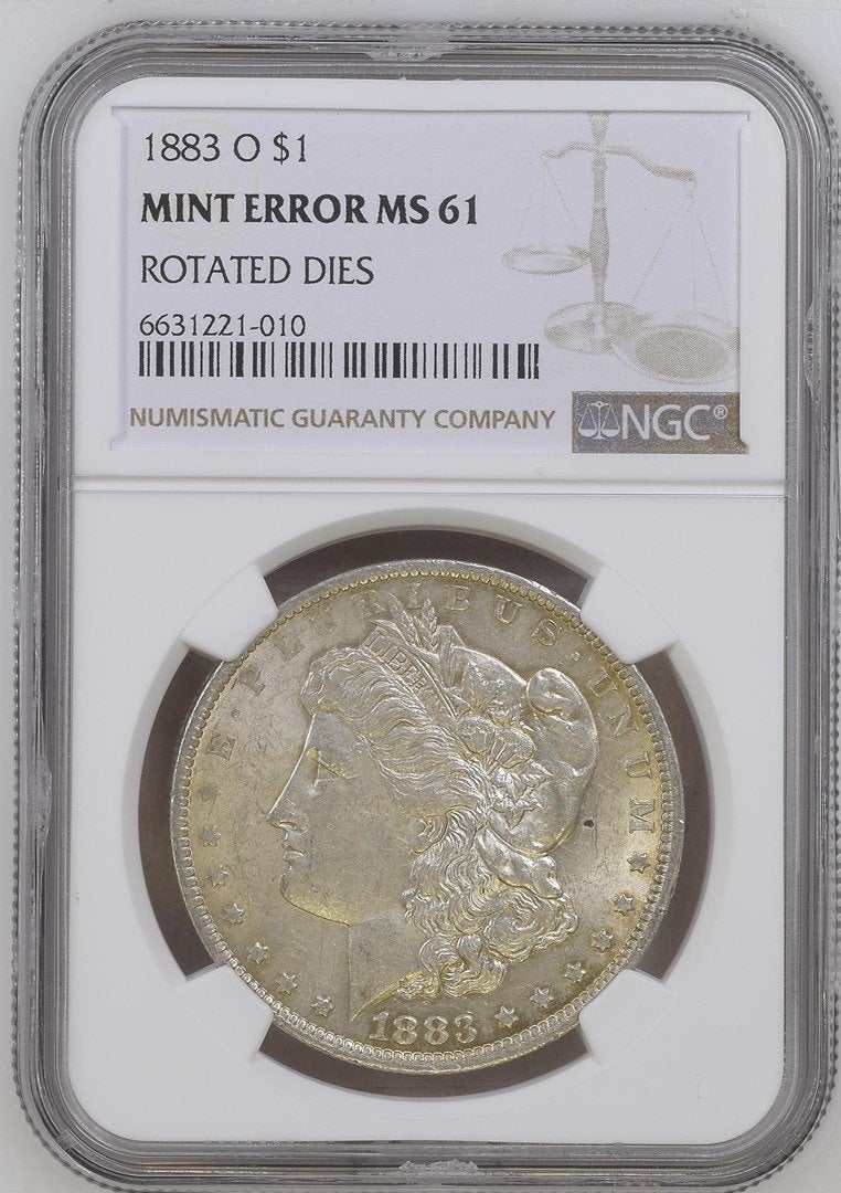 1883 O $1 Morgan Dollar MS 61 met Rotated Dies., Verzenden, Noord-Amerika, Losse munt, Zilver