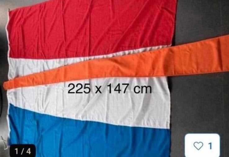 Katoenen Nederlandse Vlag 225x147 “De driekleur” met Wimpel., Diversen, Vlaggen en Wimpels, Ophalen of Verzenden, Zo goed als nieuw