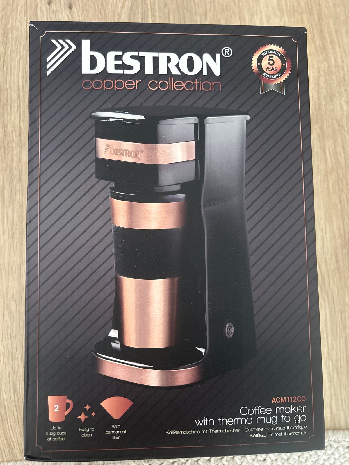 Bestron Koffiezetapparaat met Thermobeker - Nieuw, Witgoed en Apparatuur, Ophalen, Afneembaar waterreservoir, Gemalen koffie, 2 tot 4 kopjes