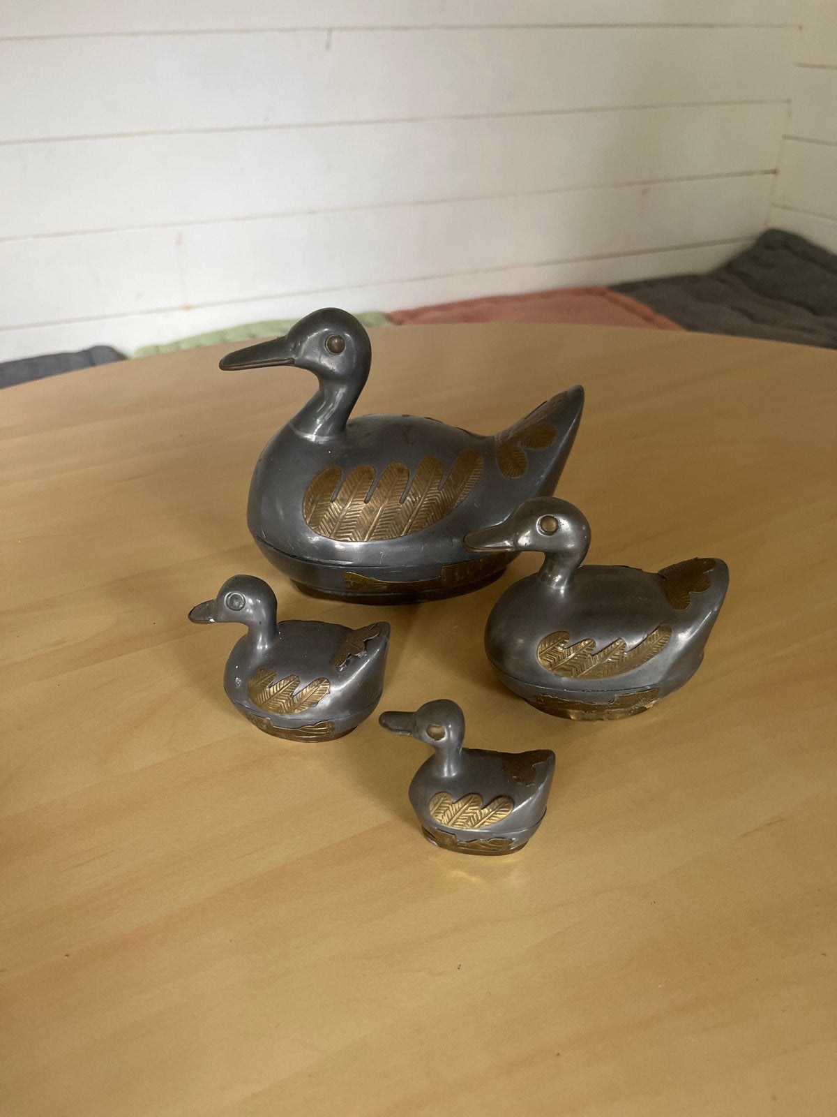 Set van 4 vintage tinnen eenden - decoratieve schaaltjes, Ophalen of Verzenden