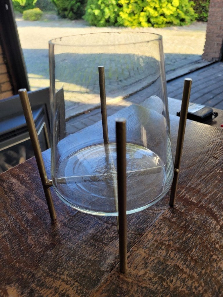 glas op gouden pootjes 10X17, Transparant, Ophalen of Verzenden, Geschikt voor droogbloemen, 17 cm