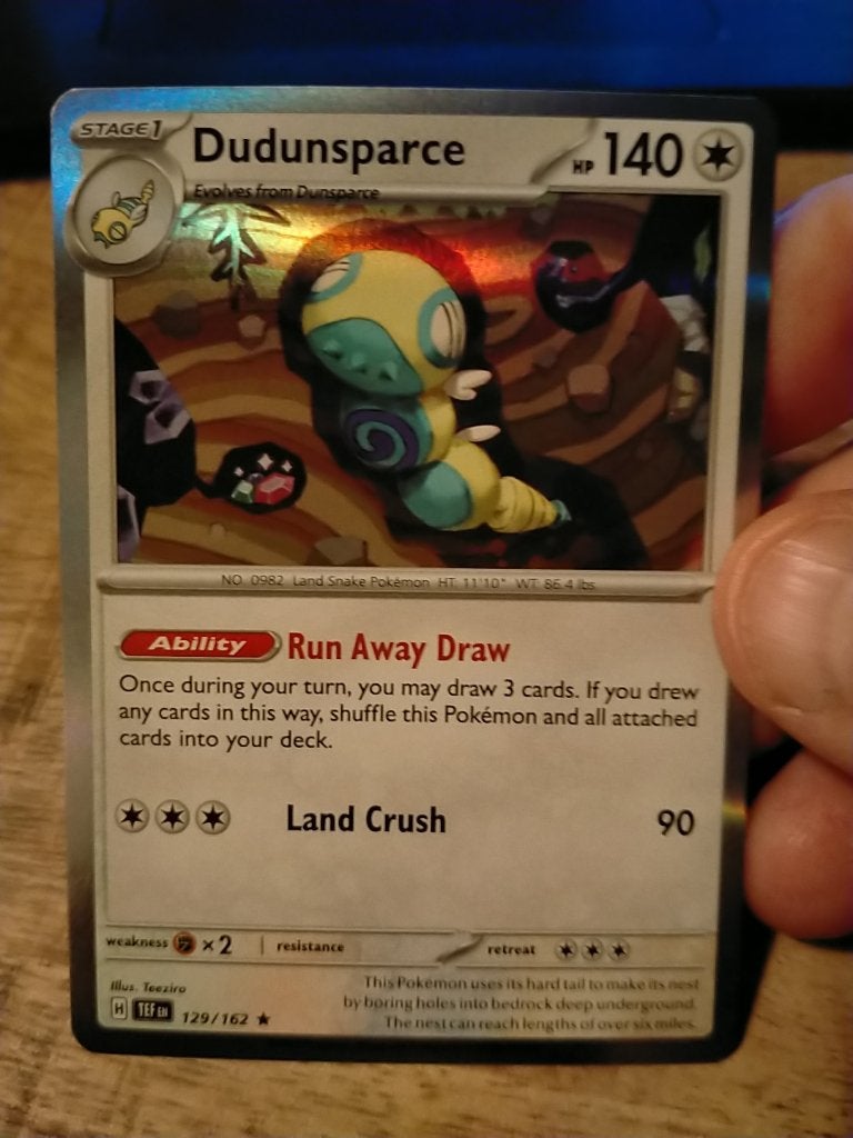 Pokemon Temporal Forces , Dudunsparce Holo 129/162, Verzenden, Zo goed als nieuw, Losse kaart