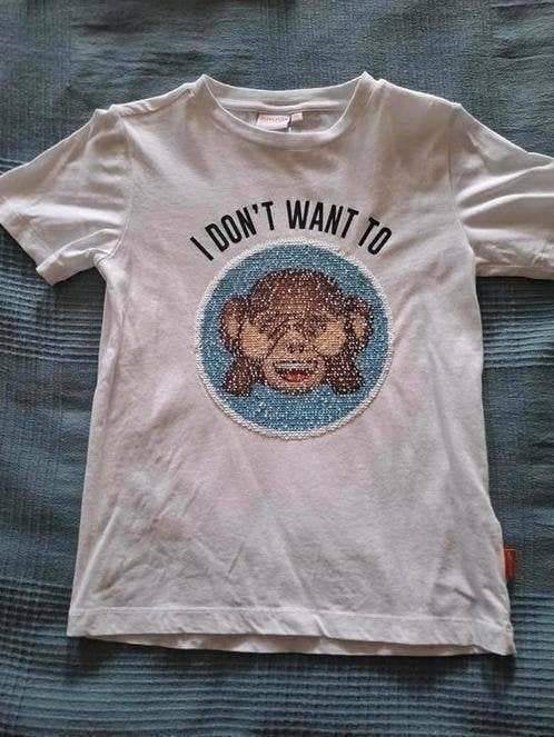 Shirtje emoji met omkeerbare pailletten maat 134, Ophalen of Verzenden, Zo goed als nieuw, Jongen, Shirt of Longsleeve