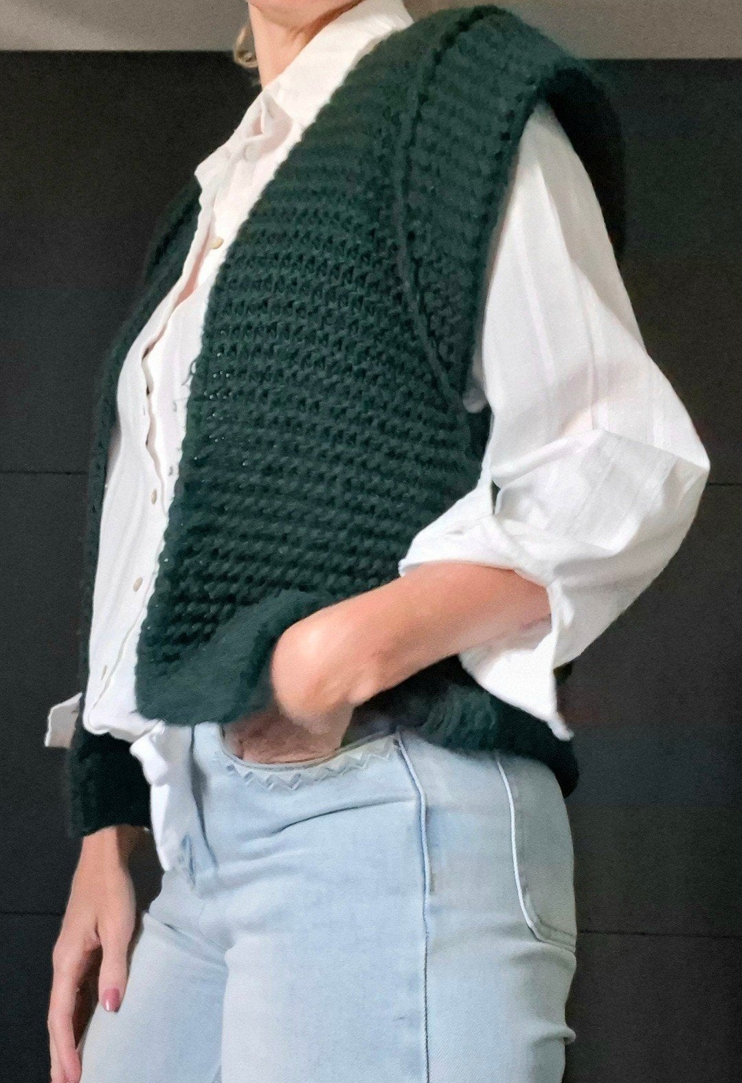 NUKUS gilet one size | Donkergroen | Zo goed als nieuw, NUKUS, Verzenden, Zo goed als nieuw, Groen