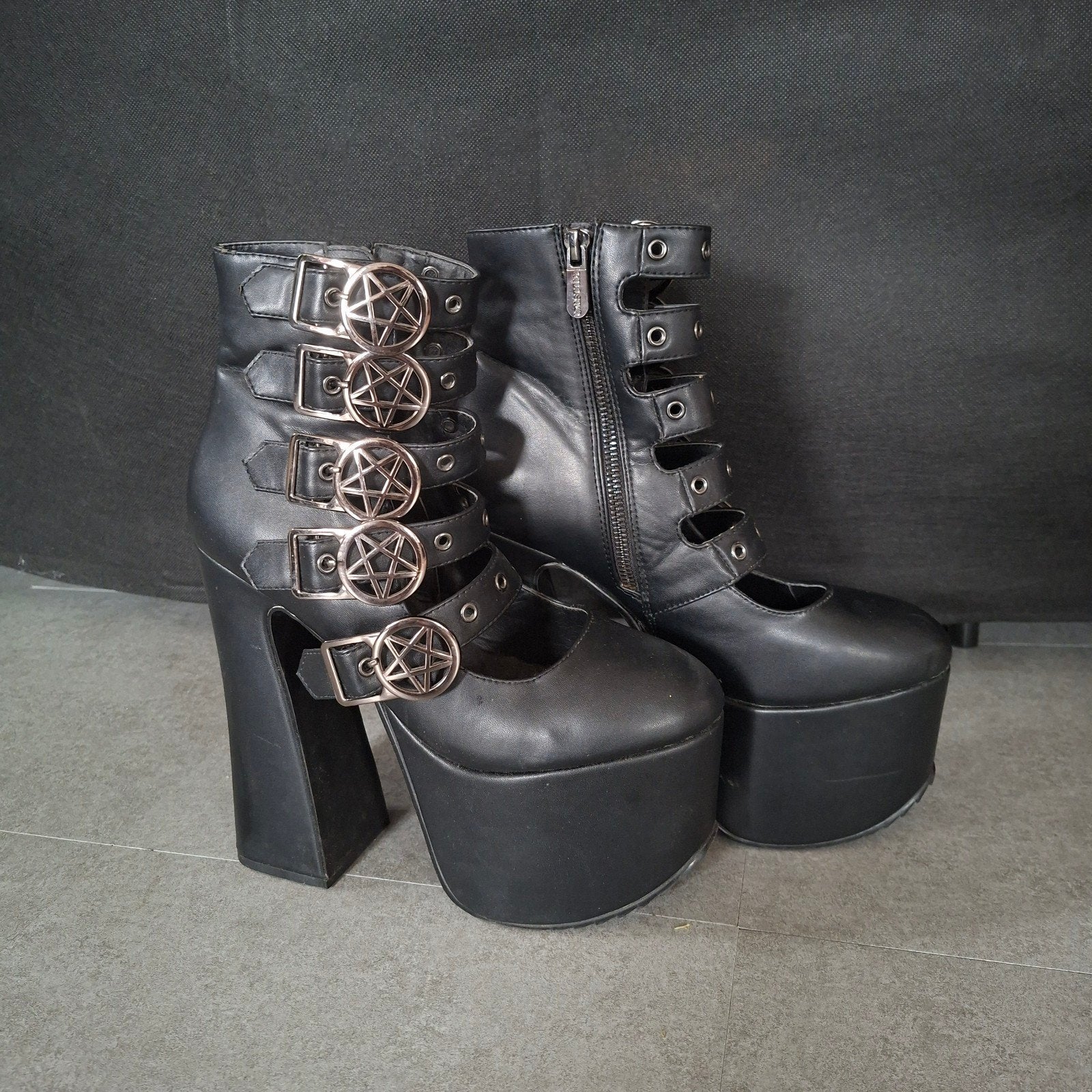 Killstar Panic plateauschoenen maat 38, Verzenden, Zwart, Zo goed als nieuw, Schoenen met hoge hakken
