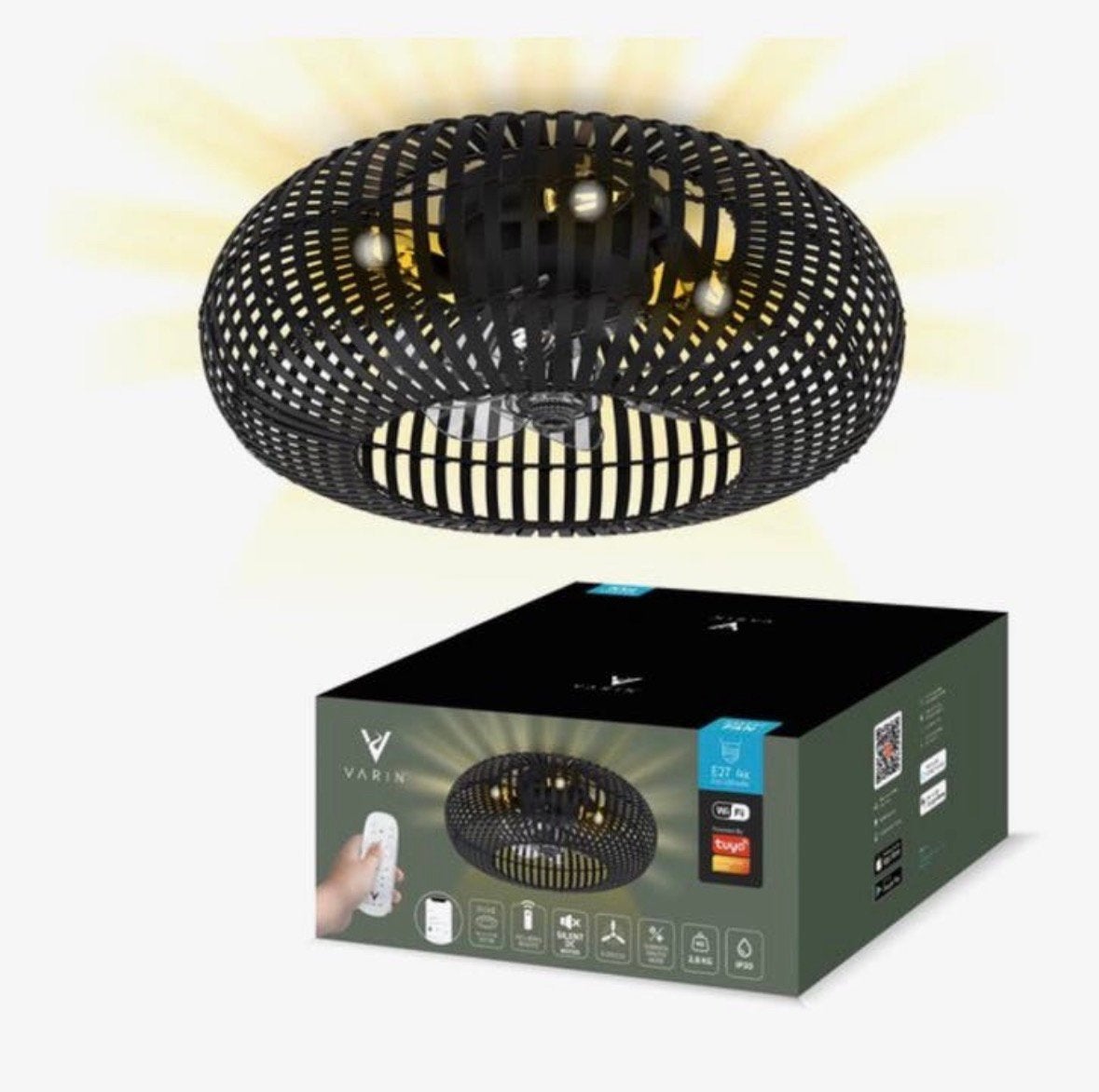 Varin smart plafondventilator met verlichting, Witgoed en Apparatuur, Ventilatoren, Ophalen of Verzenden, Nieuw, Plafondventilator