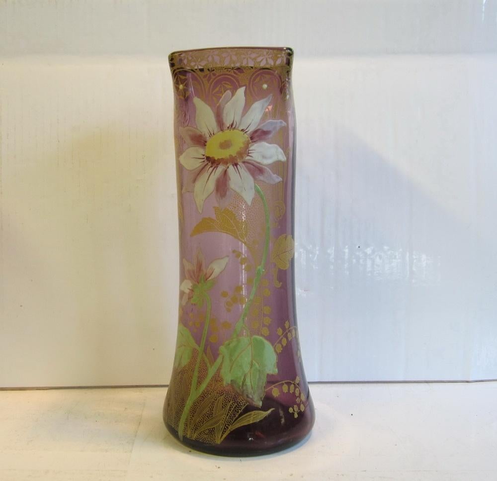 Antieke art nouveau Legras vaas, emaille bloemen; ca 1910, Antiek en Kunst, Verzenden