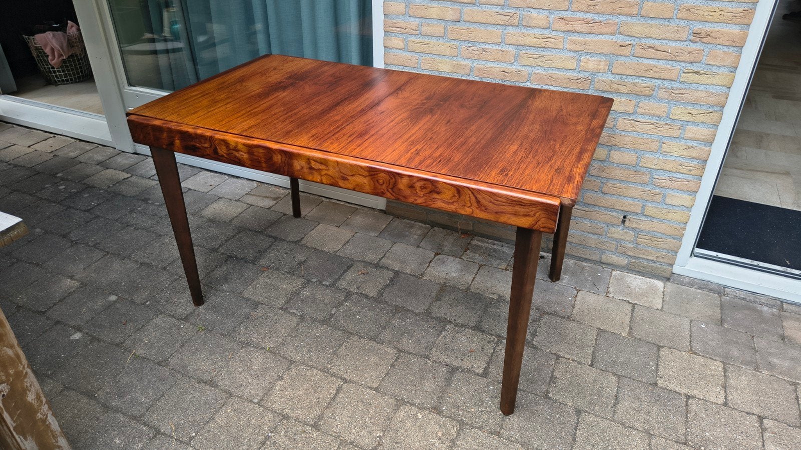 Vintage Uitschuifbare Eettafel Palissander met Wit Formica, Antiek en Kunst, Ophalen