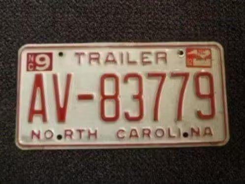 Kentekenplaat licenseplate North Carolina Trailer 2 USA, Verzenden, Gebruikt, Auto's