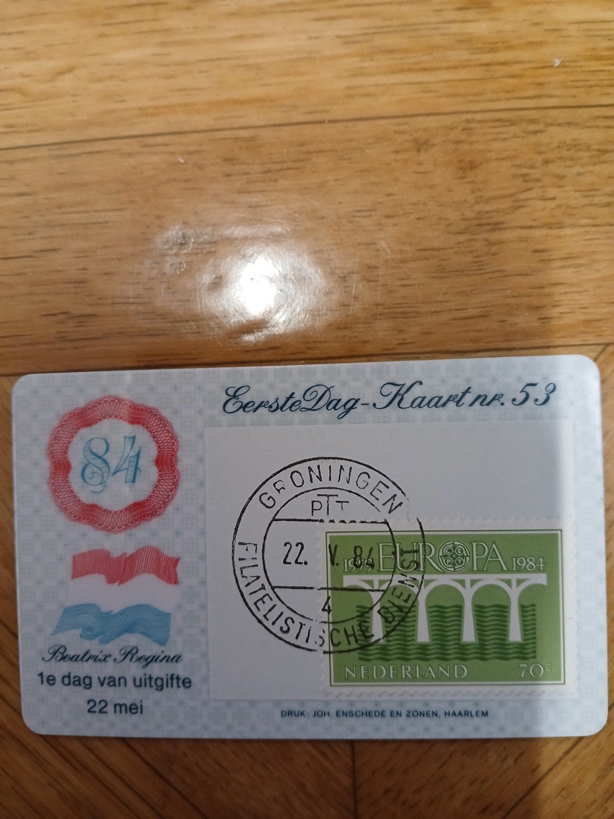 Eerste Dag-Kaart nr. 53 Beatrix Regina Europa 1984, Ophalen of Verzenden