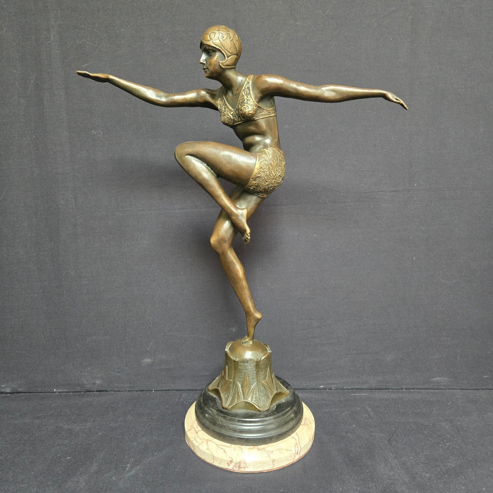 Art Deco Bronzen Beeld 'De Zwemster' door F. Preiss, Antiek en Kunst, Art deco, Ophalen of Verzenden, Brons, 20 - 50 cm