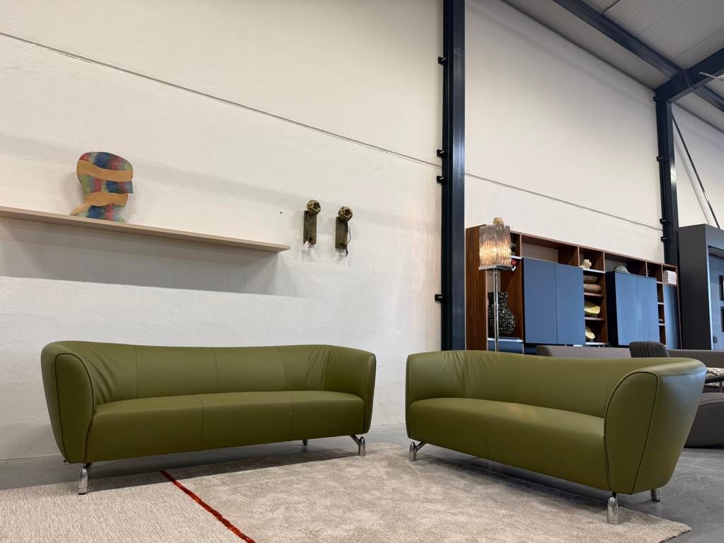 Nieuw Leolux Pupilla Bank 3 zits Senso groen leer 213