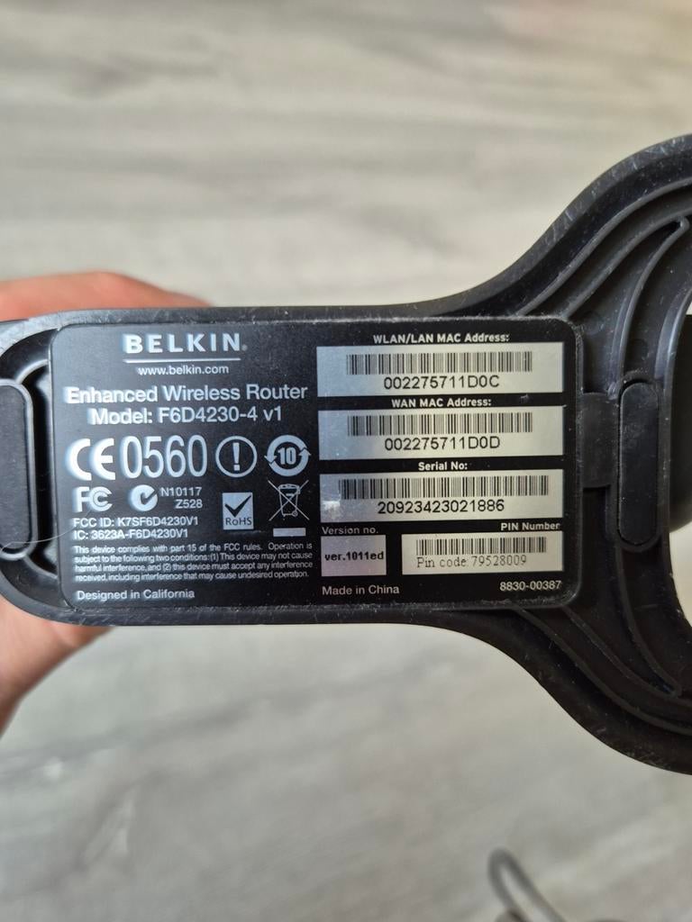 Belkin F6D4230-4 Draadloze Router - Gebruikt, Ophalen of Verzenden, Gebruikt, Router, Belkin
