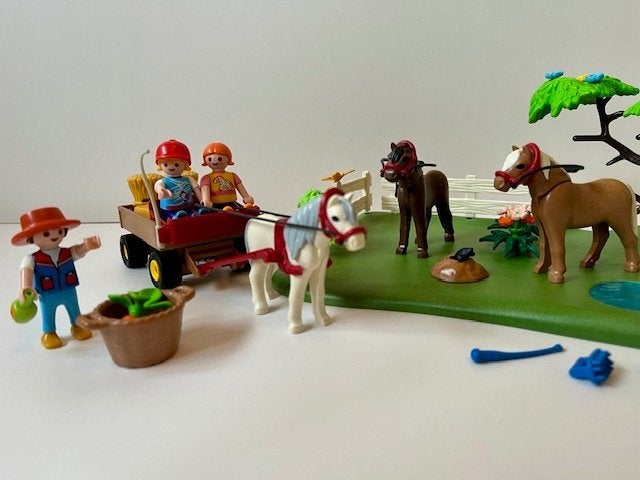 5457 Playmobil Country ponyweide met hooiwagen Manege paard, Gebruikt, Complete set, Overige typen, Ophalen of Verzenden