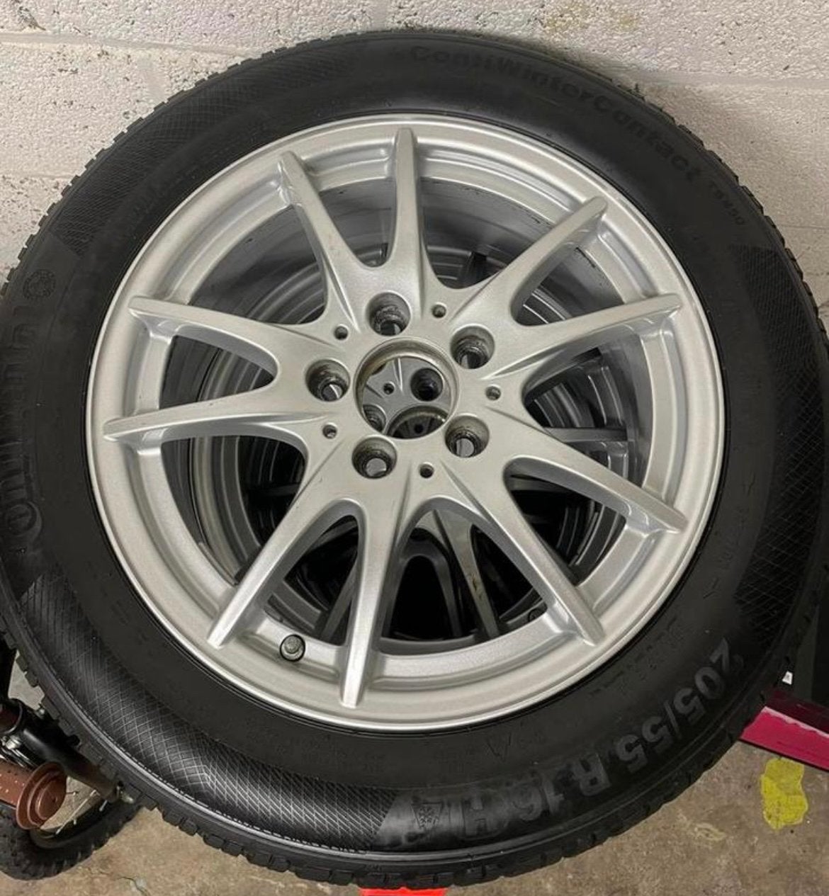 16-inch Mercedes-Benz velgen met Continental winterbanden, Ophalen, Gebruikt