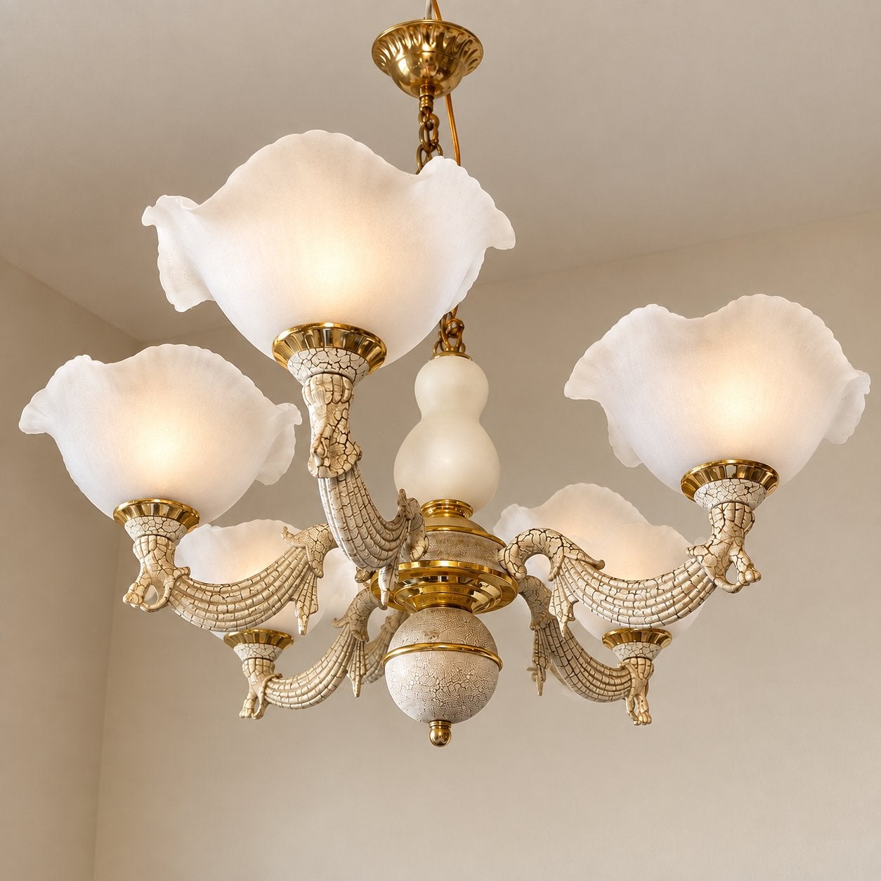Prachtige Vintage lamp bloemen chique, Ophalen of Verzenden, Zo goed als nieuw