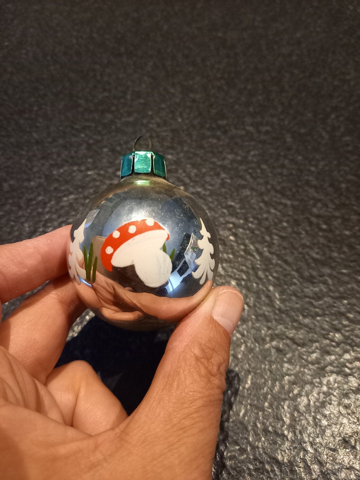 oude kerstbal met paddestoel, Diversen, Kerst, Ophalen of Verzenden