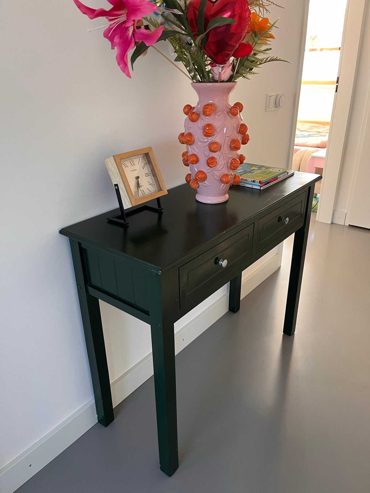 Unieke donkergroene sidetable met lades, Huis en Inrichting, Tafels | Sidetables, Ophalen, 50 tot 100 cm, Zo goed als nieuw, Minder dan 25 cm