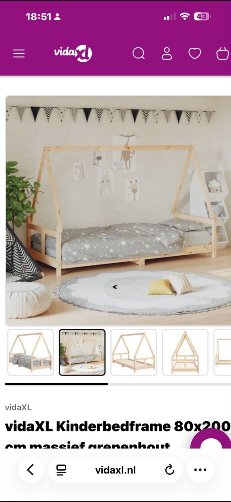 Kinderbed 80x200, Ophalen, Eenpersoons, Wit, Zo goed als nieuw