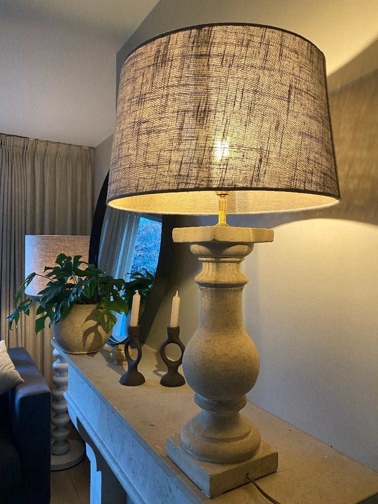 Stoere Landelijke Tafellamp / Kruiklamp met Linnen Kap, Ophalen, Zo goed als nieuw, Overige materialen, 50 tot 75 cm