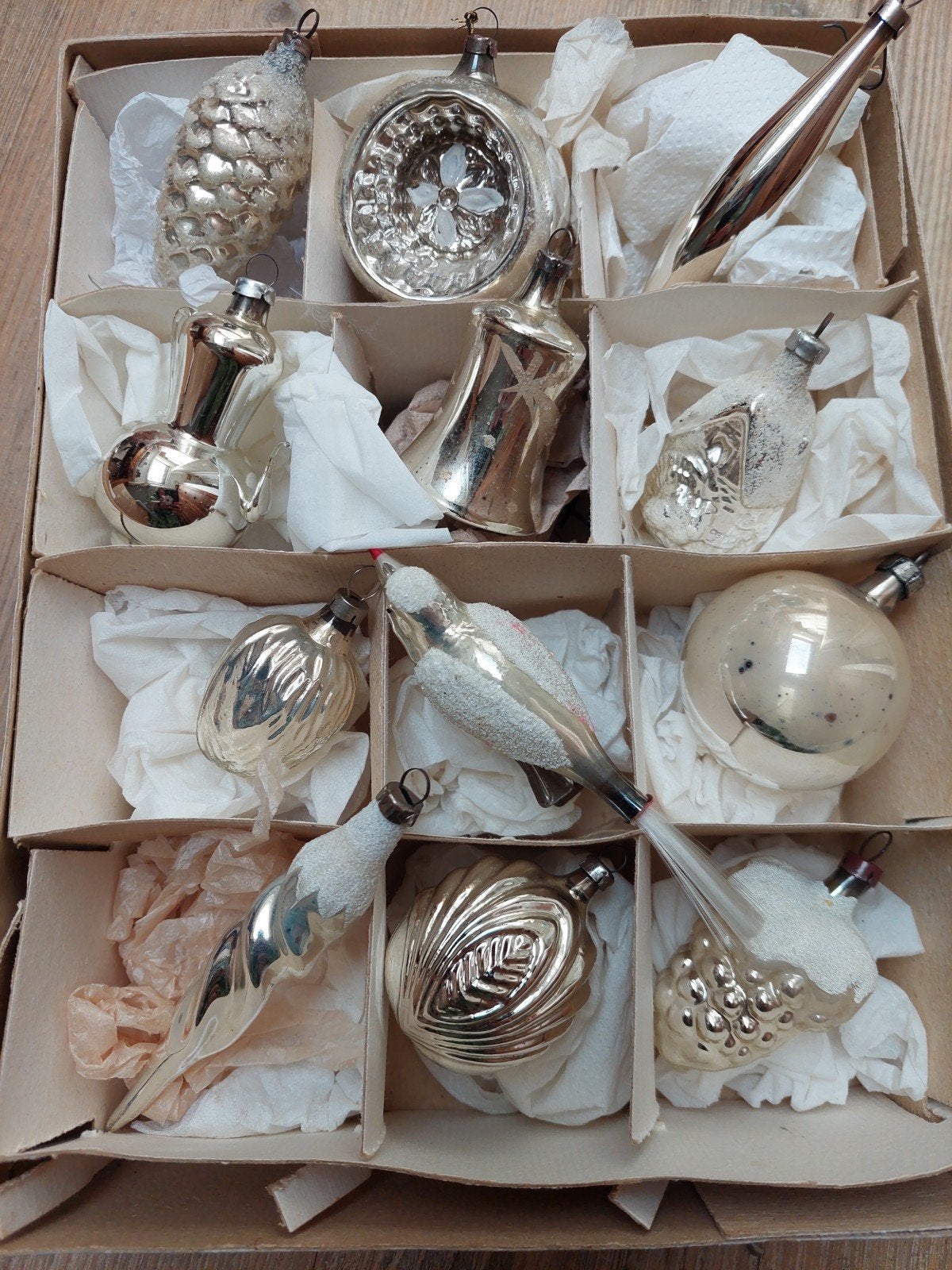 Set oude glazen kerstballen, Ophalen of Verzenden, Gebruikt