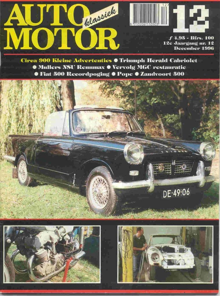 Auto Motor Klassiek 12 1996 Triumph Herald, NSU, Fiat 500, Ophalen of Verzenden, Nieuw, Overige merken