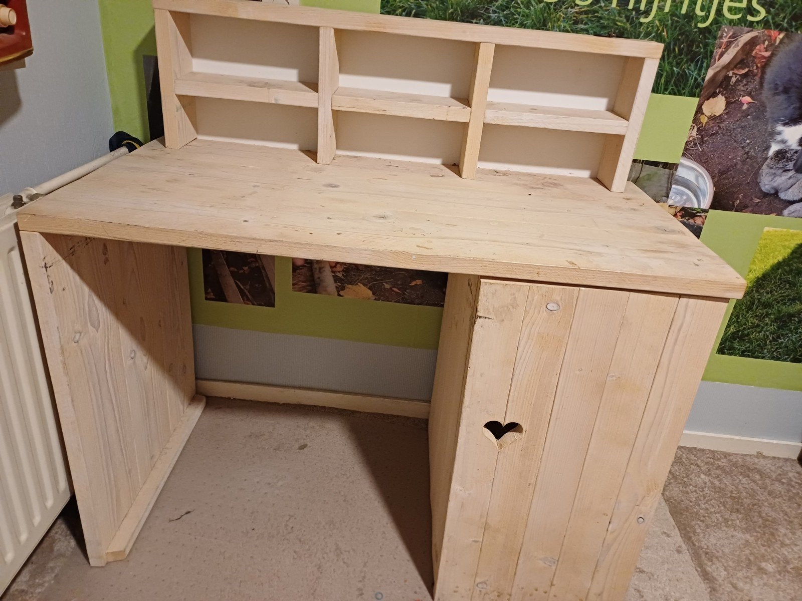 Houten meisjes bureau, Ophalen, Opbergruimte, Gebruikt, Hout