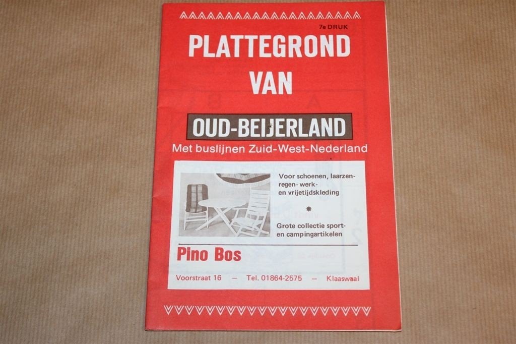 Plattegrond van Oud-Beijerland - Circa 1975, Ophalen of Verzenden, 1800 tot 2000, Nederland, Landkaart
