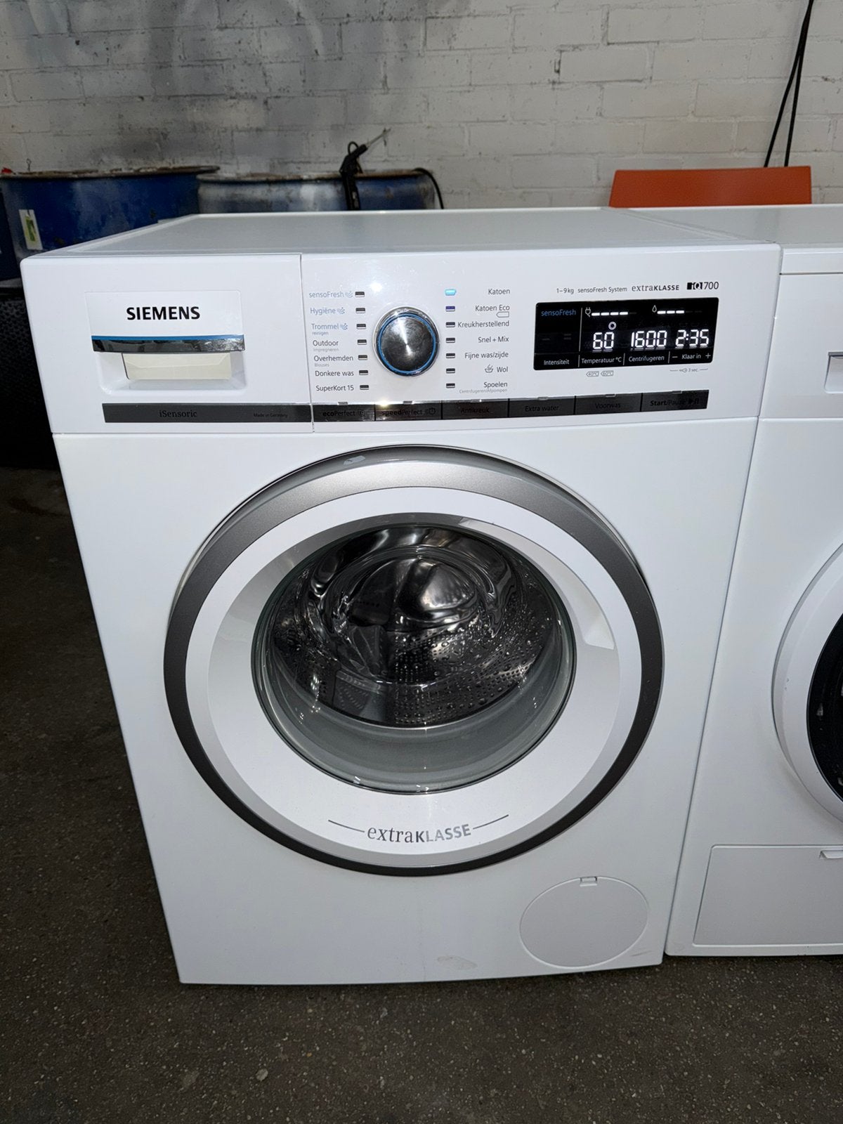 Siemens IQ700 wasmachine 9 kg + warmtepompdroger 9 kg, 8 tot 10 kg, Ophalen, Zo goed als nieuw, 85 tot 90 cm