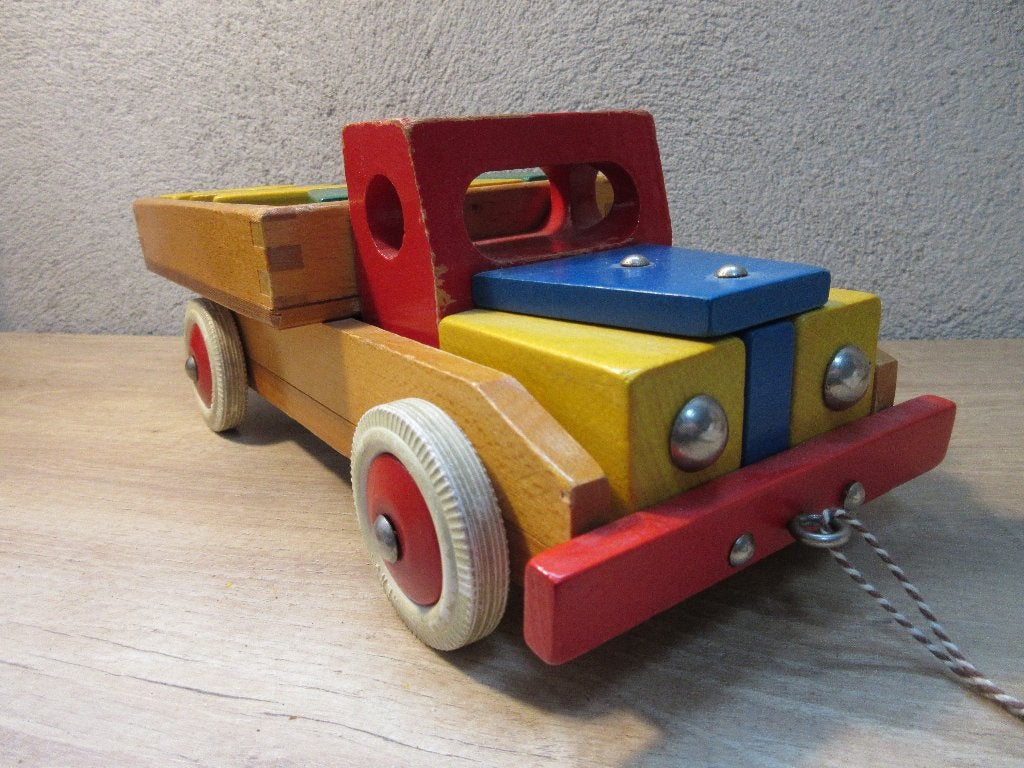 Vintage houten auto blokken vrachtwagen, Ophalen of Verzenden
