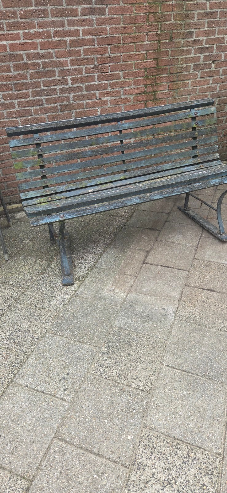 Robuuste tuinbank met metalen onderstel, Antiek en Kunst, Antiek | Meubels | Stoelen en Banken, Ophalen