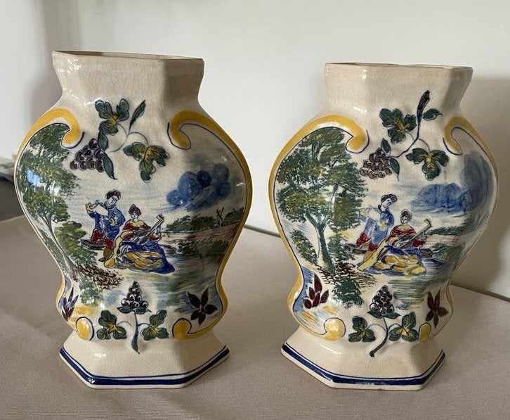 2 Vazen, aardewerk. Delft., Antiek en Kunst, Ophalen