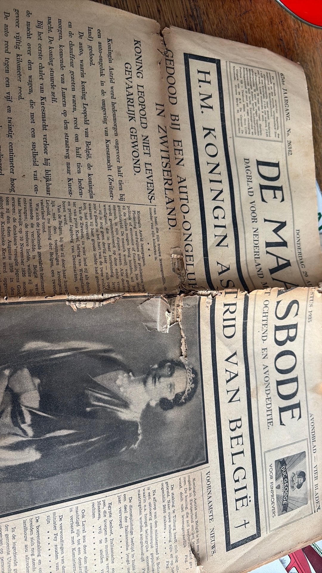 Krant 1935 sint oederode klomp  koningshuis belgie belgie, Verzamelen, Ophalen of Verzenden, 1920 tot 1940, Knipsel(s)