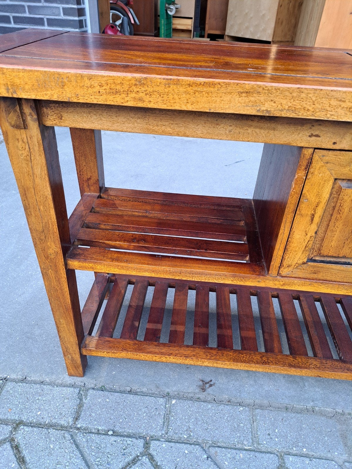 Teakhouten sidetabel, Huis en Inrichting, Tafels | Sidetables, Ophalen, RoDeKo Volendam, R.kooij65@gmail.com, 100 tot 150 cm