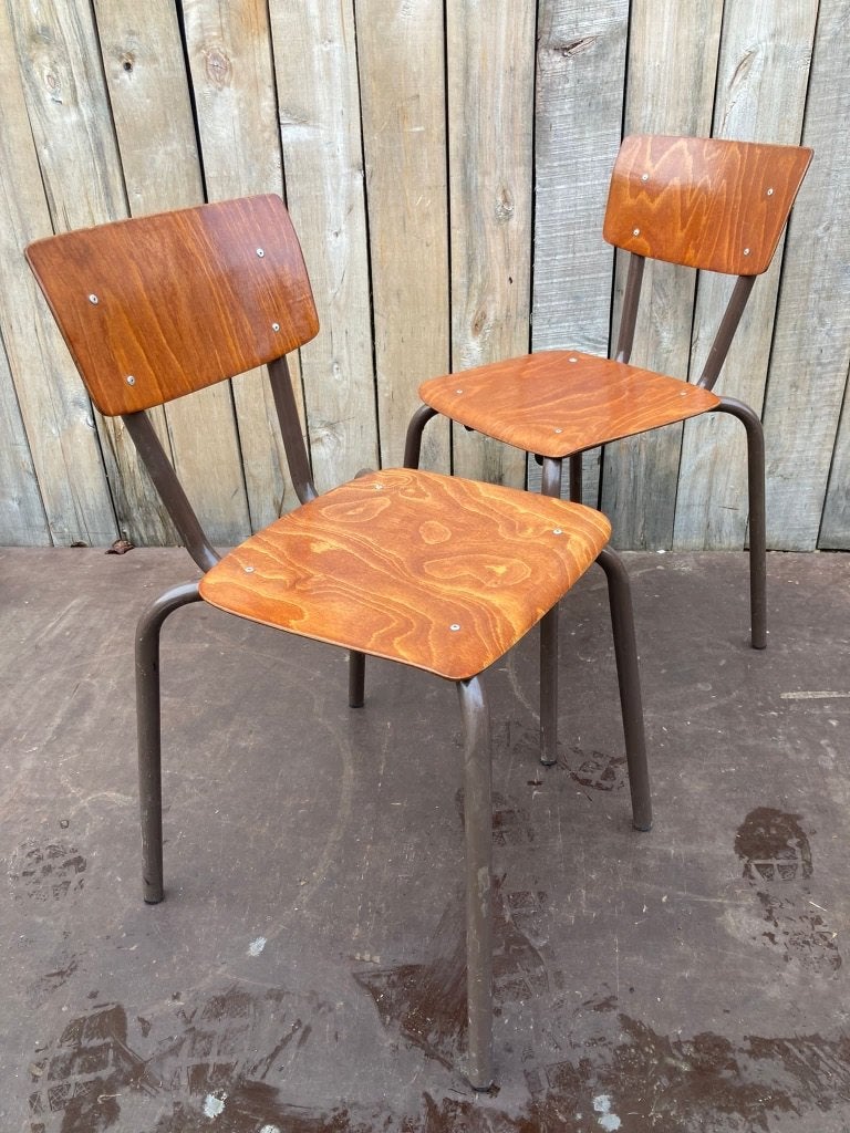 Tubax Pagwood (60 op voorraad), Gebruikt, Bruin, Vintage kantinestoelen, Ophalen of Verzenden