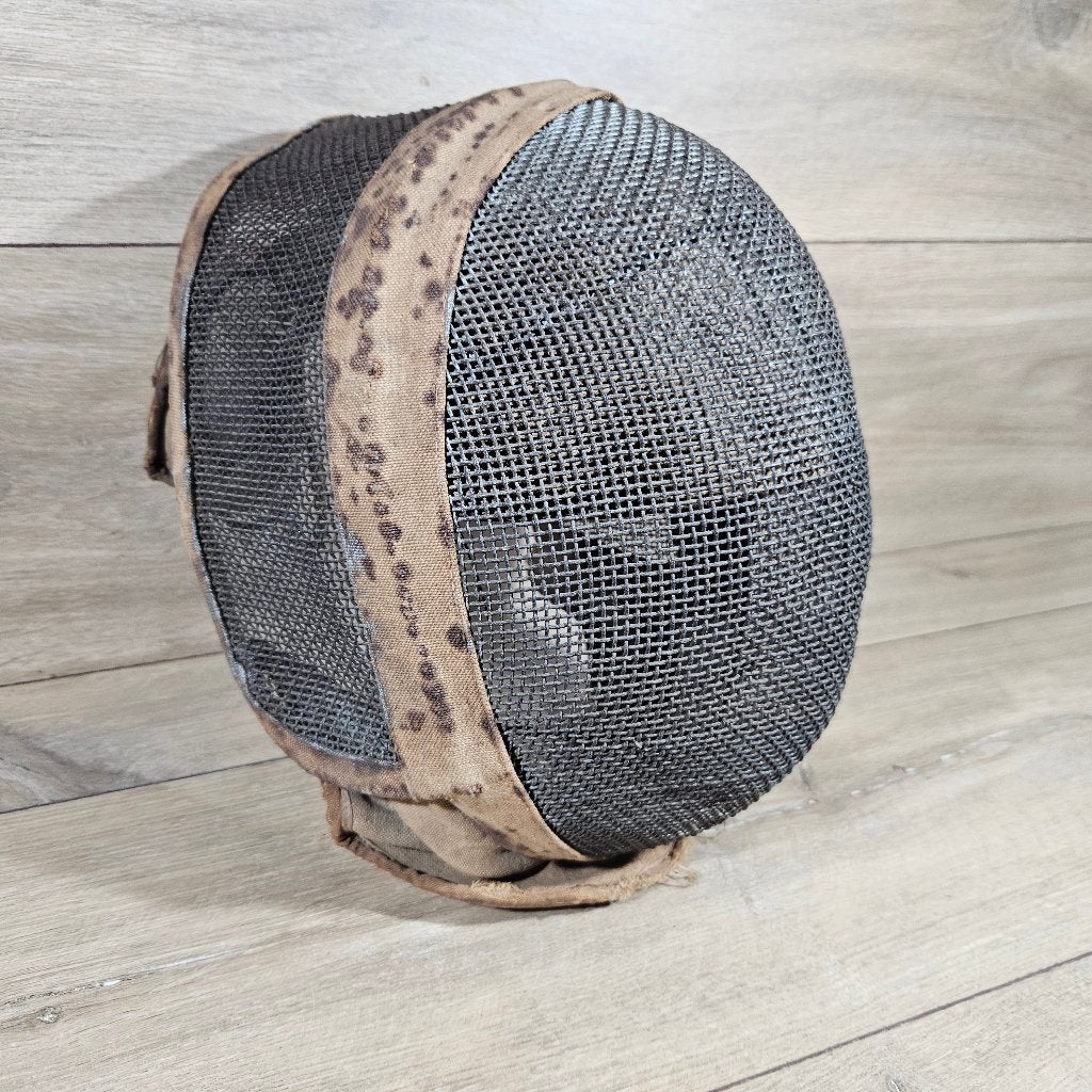 Vintage lederen-stalen schermmasker, Ophalen of Verzenden, Gebruikt, Overige sporten, Overige typen