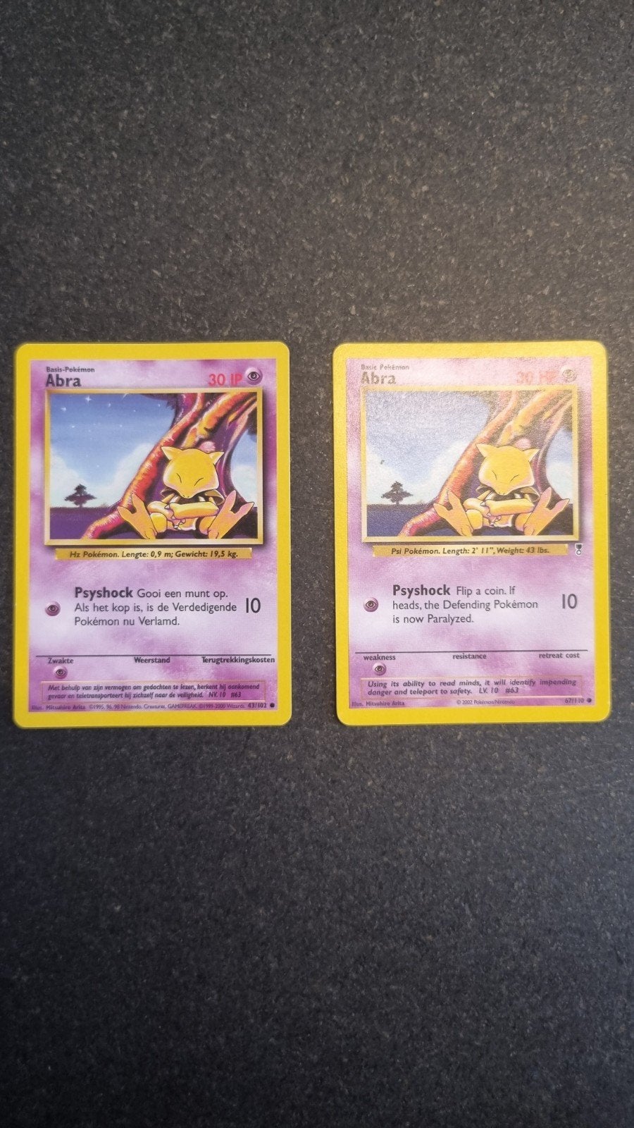 Pokémon Kaart Abra (Nederlands en Engels), Ophalen of Verzenden, Gebruikt, Meerdere kaarten