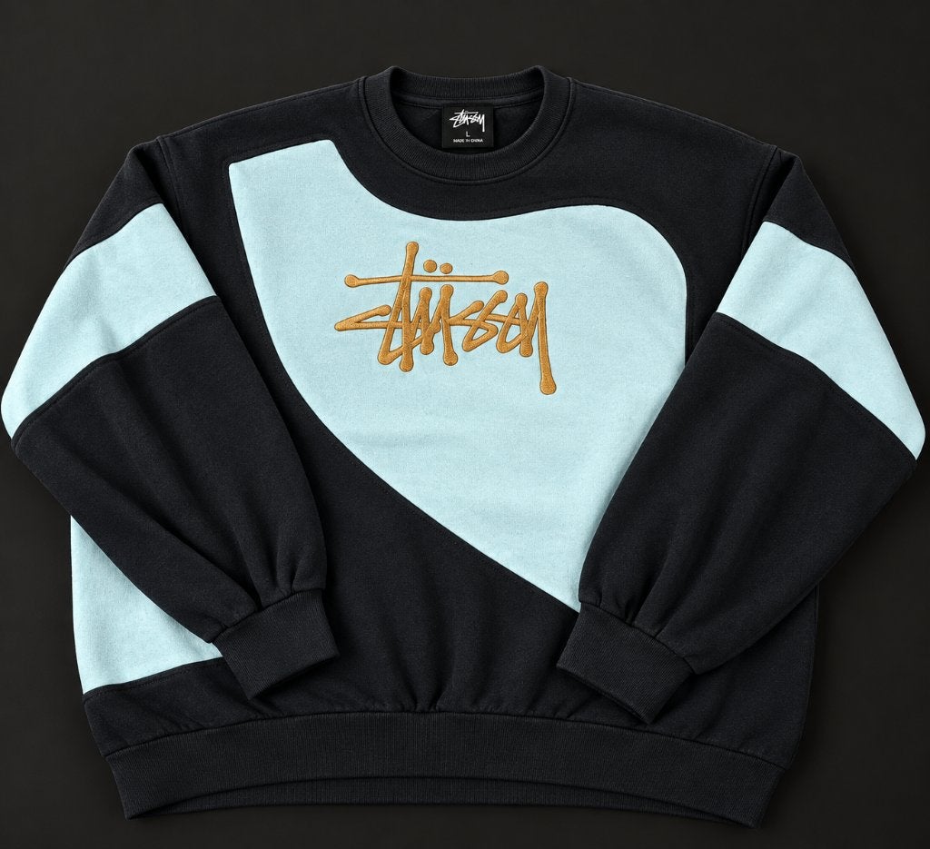 Stüssy sweater vintage| Zwart/lichtblauw | XXL, Kleding | Heren, Zwart, Stussy, Overige maten, Ophalen of Verzenden