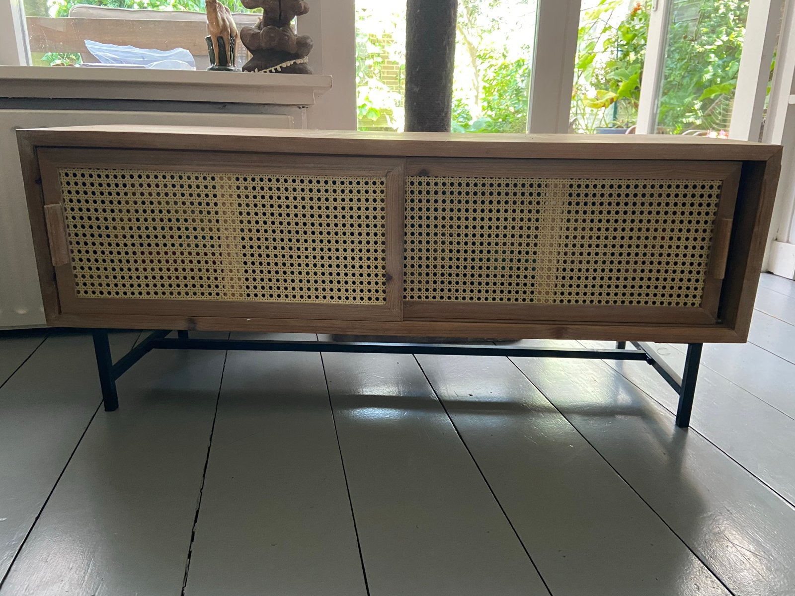 Kastje, bohemien/ riet / rotan schuifdeuren, Huis en Inrichting, Ophalen, 100 tot 150 cm, Zo goed als nieuw, Minder dan 100 cm