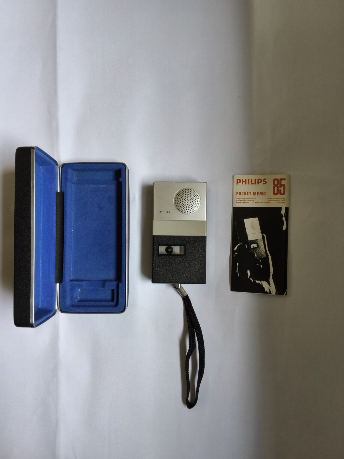 Philips Pocket Memo 85 Bandrecorder met case en boekje, Ophalen of Verzenden, Bandrecorder