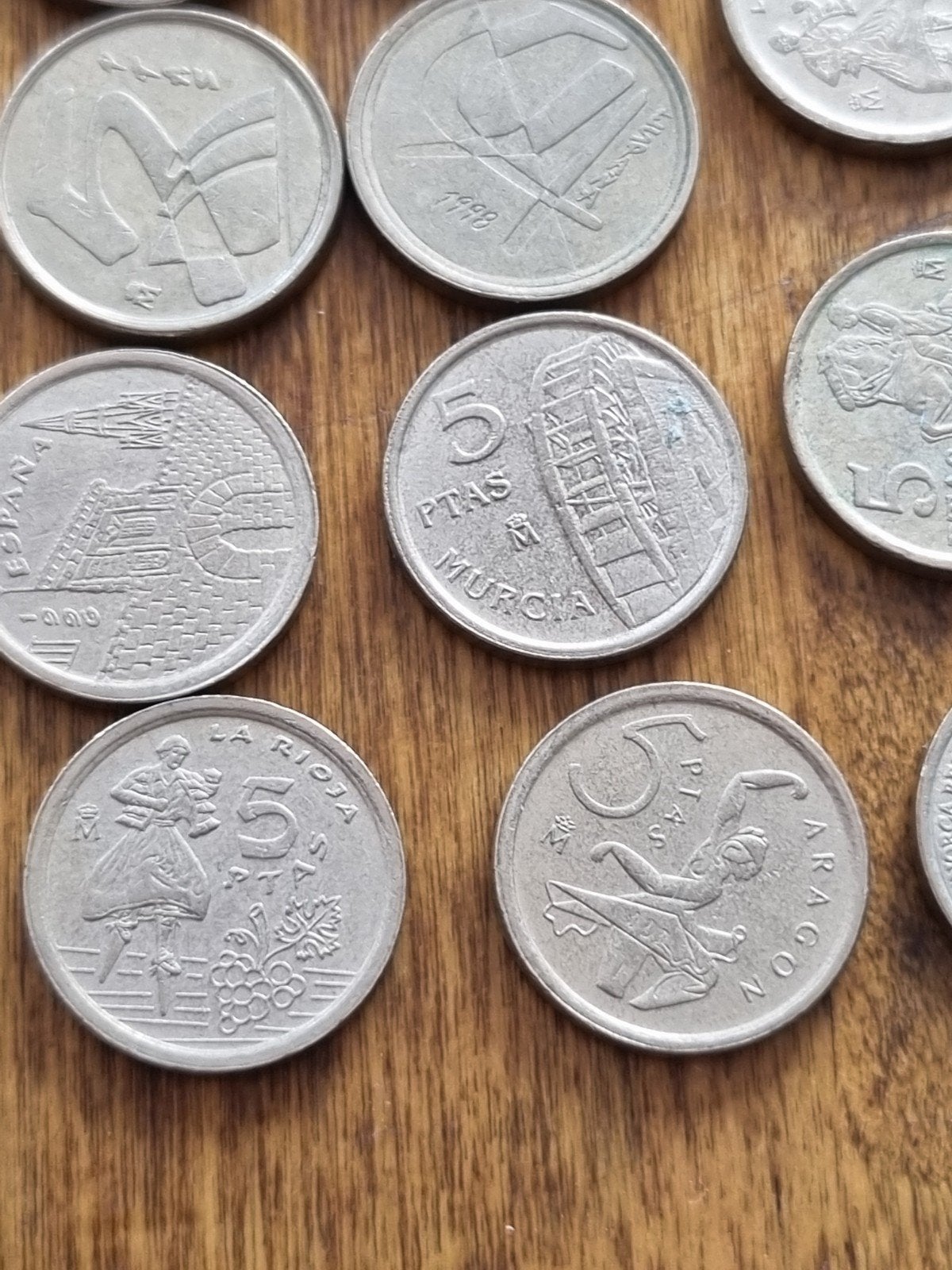 17 x Ptas 5 munt, meerdere jaartallen, Ophalen of Verzenden, Nederland, Munten